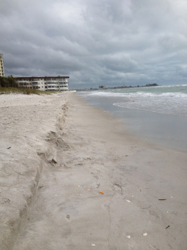 Erosion is clearly visible on South Lido Key in May 2014. Photo courtesy Sarasota County