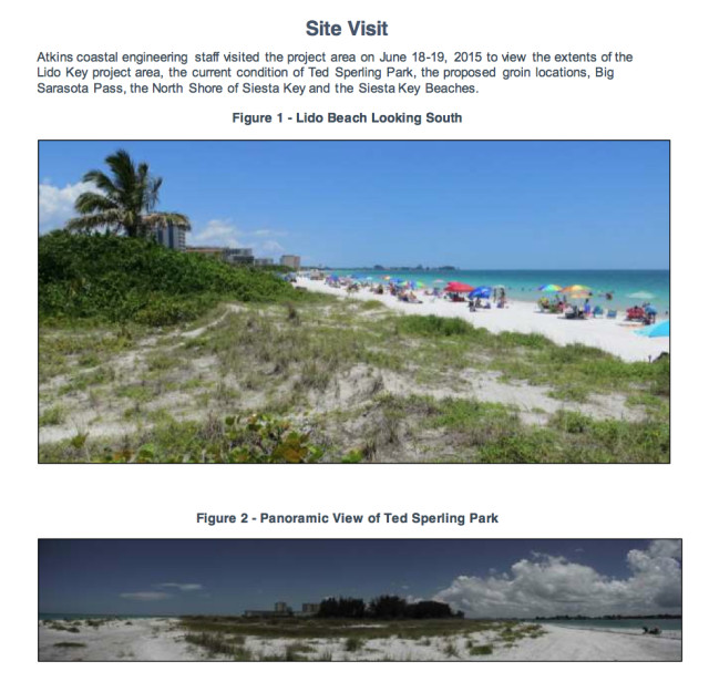 Photos taken on Lido Key in June 2015 by Atkins peer review project team show the eroded shoreline. Images courtesy Sarasota County