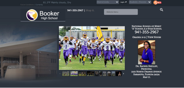 Image of the Booker High School website courtesy Sarasota County Schools