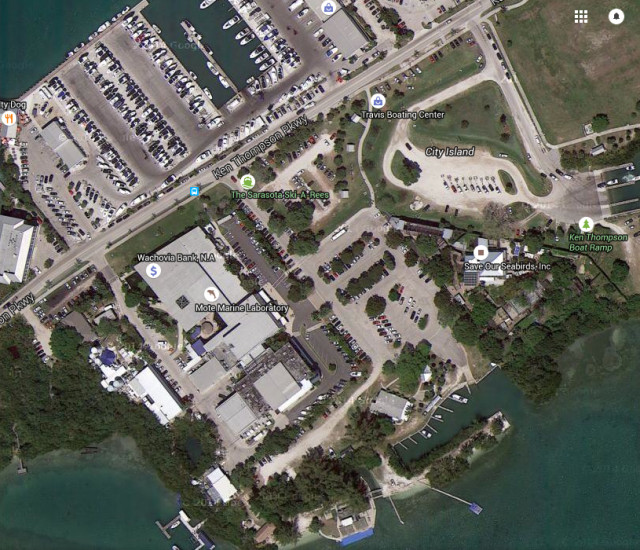 Mote Marine is on Ken Thompson Parkway. Image from Google Maps