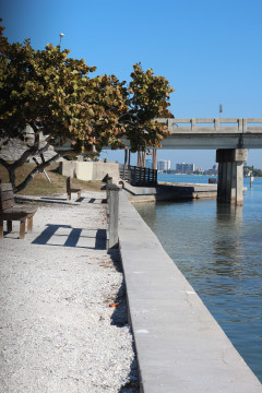 Cracks in the sea wall in Bay Island Park were visible before repair work was concluded this year. Photo from the News Leader archive