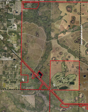 An aerial view shows the area of the proposed Winchester Florida Ranch. Image courtesy Sarasota County