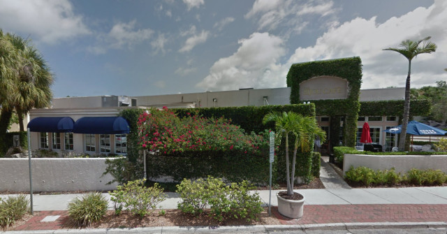 Bijou Cafe is located on First Street at the Pineapple Avenue intersection. Image from Google Maps