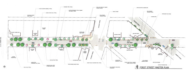A rendering shows the First Street Master Plan. Image courtesy City of Sarasota