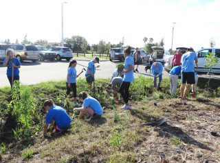 Volunteers add plants to a bioswale at the Celery Fields. Contributed photo