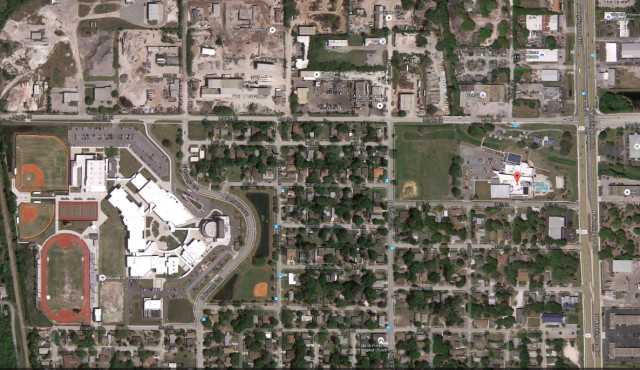 Bucko's is located across Myrtle Street from the Robert L. Taylor Community Complex. Image from Google Maps