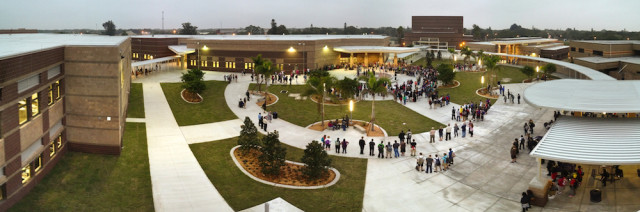 Community members celebrate the completion of the rebuild of Booker High School in 2014. Image courtesy Sarasota County Schools