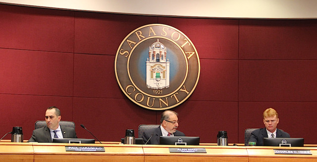 (From left) Commissioners Paul Caragiulo, Al Maio and Charles Hines. Rachel Hackney photo