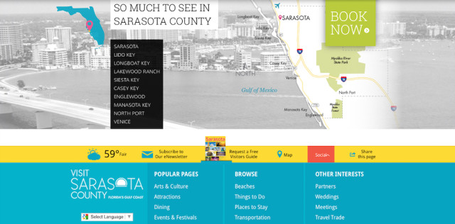 The Visit Sarasota County website offers a plethora of information. Image from the website on Jan. 25