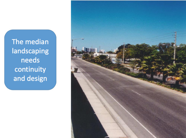 A city-commissioned study of Fruitville Road also noted the inconsistent landscaping. Image courtesy City of Sarasota