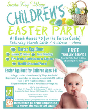 A flyer offers details about the Easter Egg Hunt & Games. Image courtesy Siesta Key Village Association