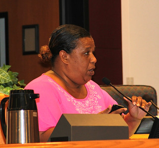 Valerie Guillory speaks to the County Commission in 2014. File photo