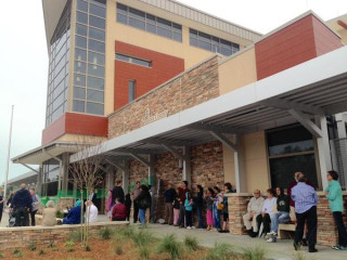 Patrons await the opening of the new Gulf Gate Library in 2015. Photo courtesy Sarasota County