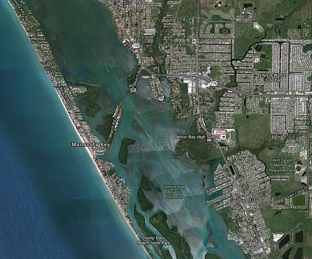 An aerial shows Manasota Key in south Sarasota County. Image from Google Maps