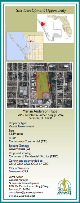 Marian Anderson Place is featured in a city brochure touting opportunities in Newtown. Image courtesy City of Sarasota