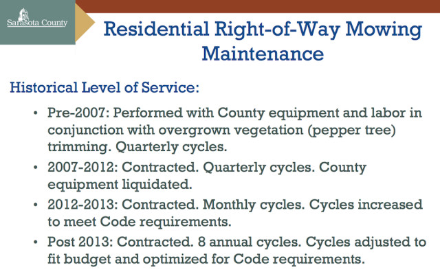 A graphic shows changes in service over the years. Image courtesy Sarasota County