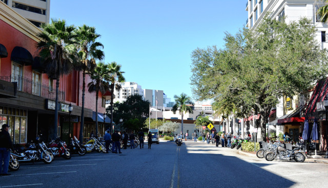 Motorcycles line a section of Main Street during the 2014 Thunder By the Bay. File photo