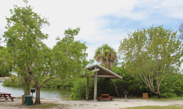 A picnic shelter stands by a canal at Turtle Beach Park. File photo