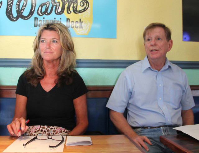 Ann Frescura, executive director of the Siesta Key Chamber of Commerce, and Mark Smith, vice president of the Siesta Key Village Association, participate in the April 5 meeting. File photo