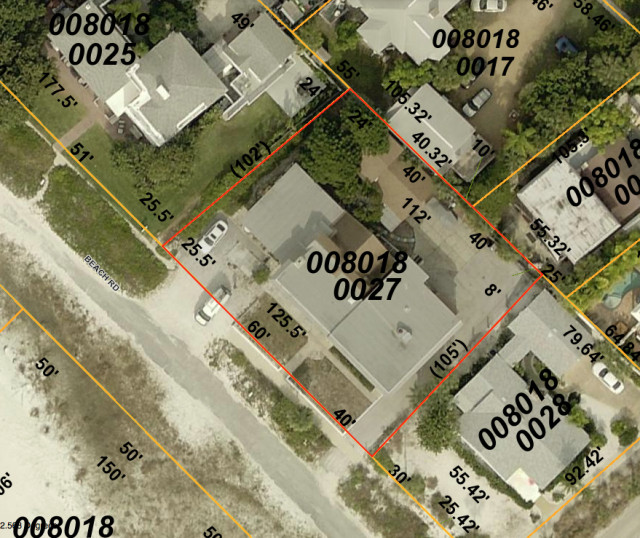 A graphic from the Sarasota County Property Appraiser's Office shows the Maddens' property between Beach Road and Avenida Veneccia. Image courtesy Sarasota County