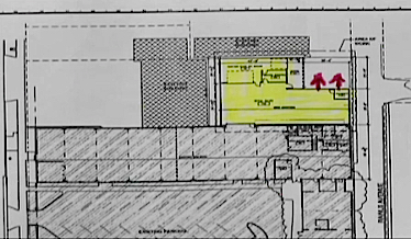 A graphic shown to the City Commission in April shows how workers at the Woman's Exchange would be able to keep a lookout for vehicles approaching a new Rawls Avenue loading zone. Image courtesy City of Sarasota