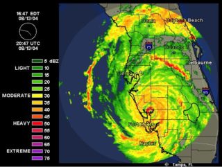 A radar image shows Hurricane Charley in 2004. Image from Weather Underground