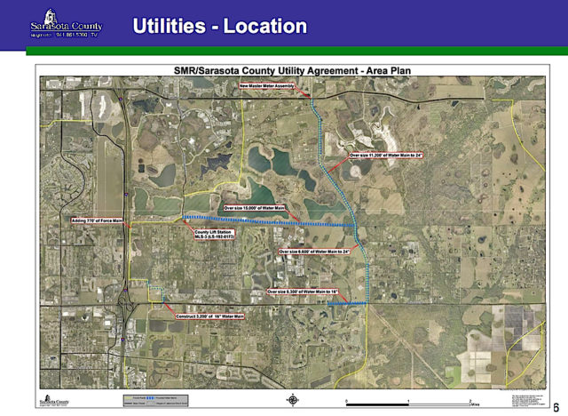 A graphic shows the location of the utilities work. Image courtesy Sarasota County