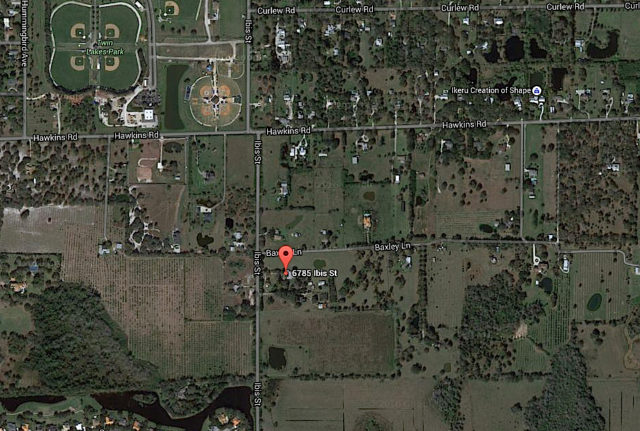 An aerial map shows the general location of the Ibis Street and Baxley Lane properties. Image from Google Maps