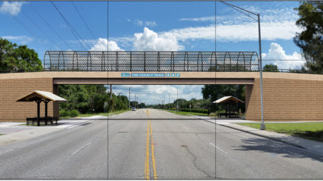 A rendering of the current design for the Laurel Road overpass is on The Friends of the Legacy Trail website. Image from the website