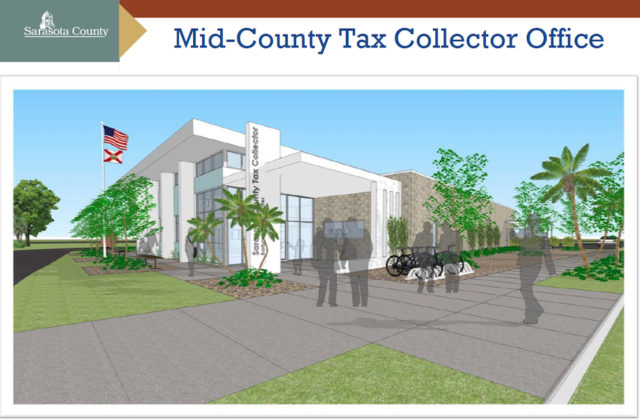 County staff provided this rendering of the new Mid-County Tax Collector's Office, which is expected to open next year. Image courtesy Sarasota County