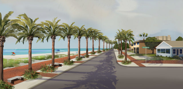 A rendering Siesta resident Mike Cosentino commissioned showed how North Beach Road could look if the county had opted to build a seawall to protect it. Image from reopenbeachroad.com