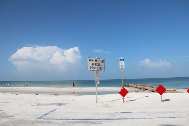Signs at Beach Access 2 prohibit parking, although one handicapped parking space is available. Rachel Hackney photo