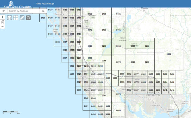 An interactive map on the county's website enables people to check their floodplain designation. Image courtesy Sarasota County