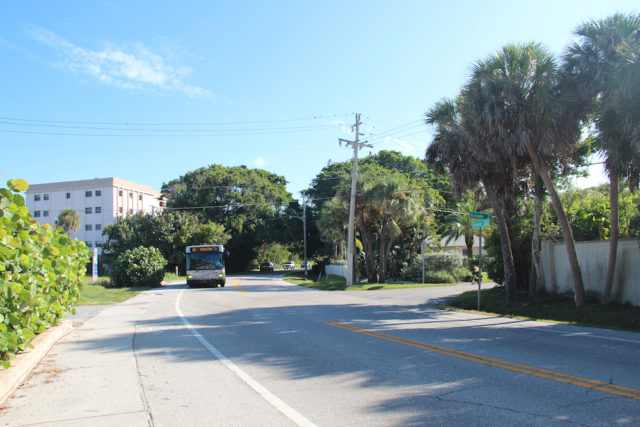 Drivers headed south to Siesta Village on Ocean Boulevard round a curve near the Givens Street intersection. Rachel Hackney photo