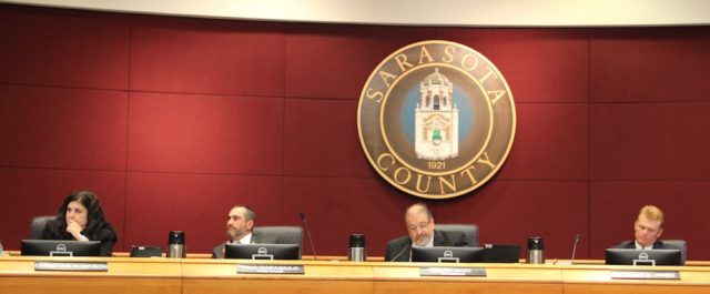 (From left) Commissioners Christine Robinson, Vice Chair Paul Caragiulo, Chair Al Maio and Commissioner Charles Hines listen to testimony on Oct. 25. Rachel Hackney photo