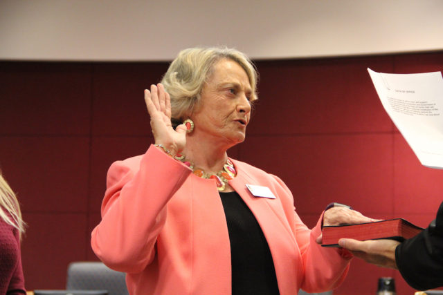 Commissioner Nancy Detert takes her oath on Nov. 22. Rachel Hackney photo
