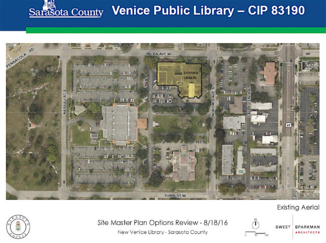 A graphic shows the current Venice Cultural Campus. Image courtesy Sarasota County