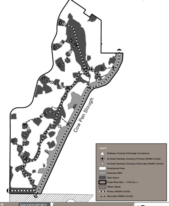 A graphic shows the wildlife corridors incorporated into the project. Image courtesy Sarasota County