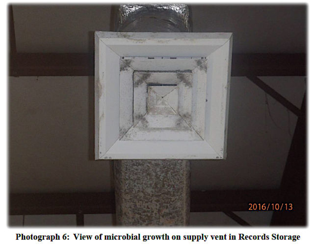 Microbial growth is visible on part of the HVAC system. Image courtesy City of Sarasota