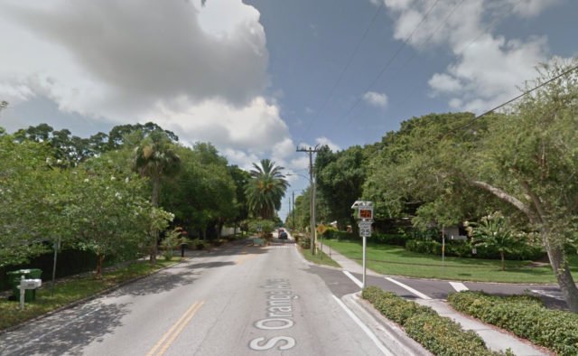 A Google street view shows a speed indicator on the northern end of South Orange Avenue. Image from Google Maps