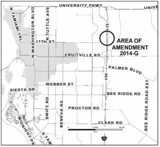 A county map shows the general area of the proposed project. Image courtesy Sarasota County