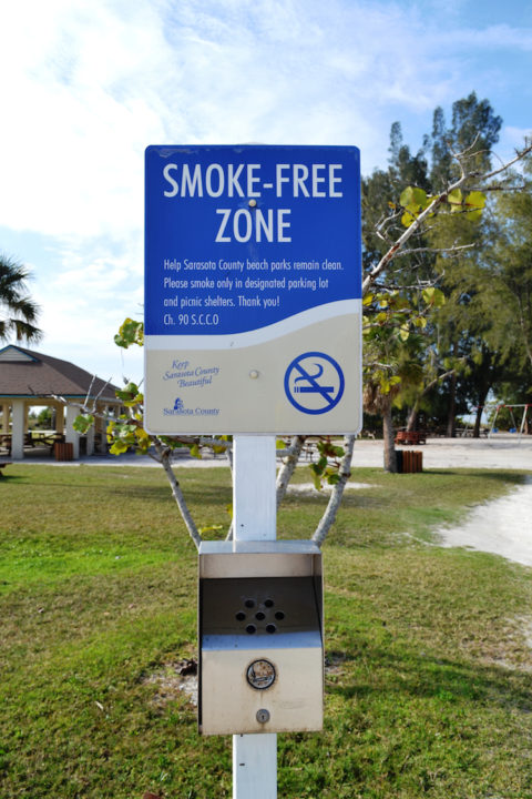 'Smoke-Free Zone' signs used to be posted at county beaches. File photo